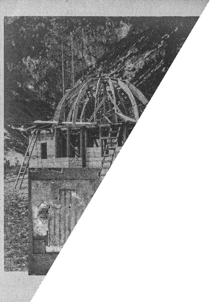 The Log pod Mangartom mosque (detail). From the collection of Uroš Košir. / View of the mosque ploor plan after the end of excavations and before returning the location to initial situation, 16 October 2024, photo by Marko Pečovnik – Avgusta d.o.o.