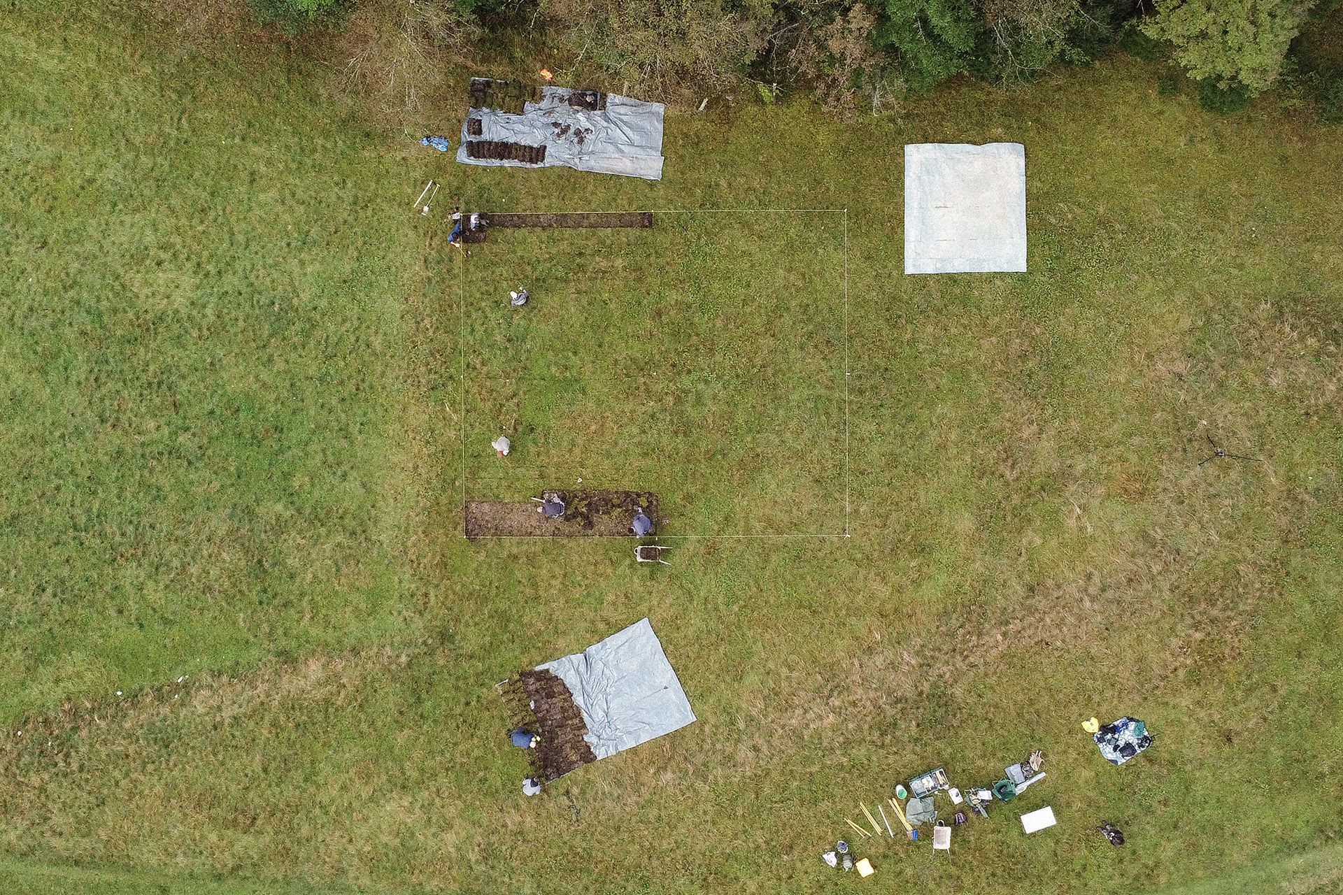 View of research location after the beginning of turf removal, 30 September 2024, photo by: Uroš Košir – Avgusta, d. o. o.